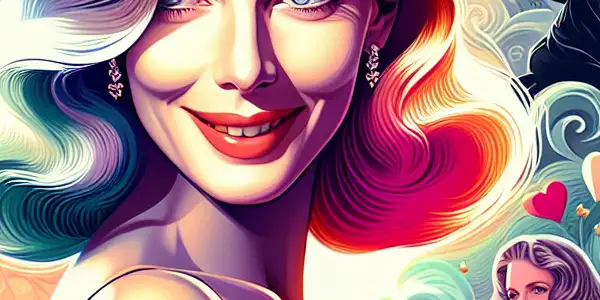 A vibrant movie poster featuring Kelly Brook, blending romantic and suspenseful elements from her film career.