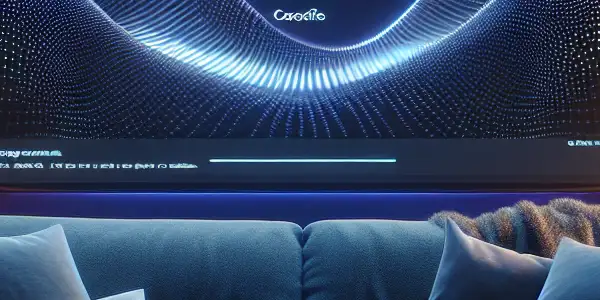 A cozy home theater with a plush couch, soft lighting, and tasteful decor for safe adult entertainment.