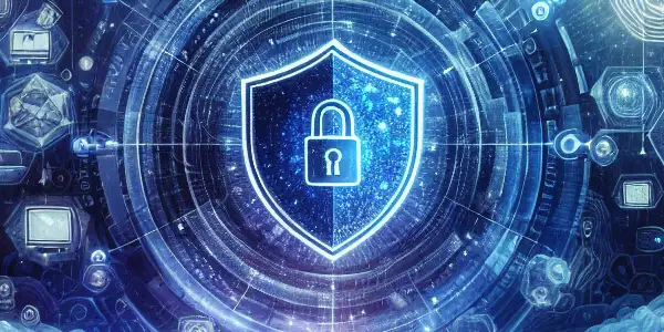 A glowing shield symbolizes protection in a vibrant digital landscape of adult entertainment and streaming icons.